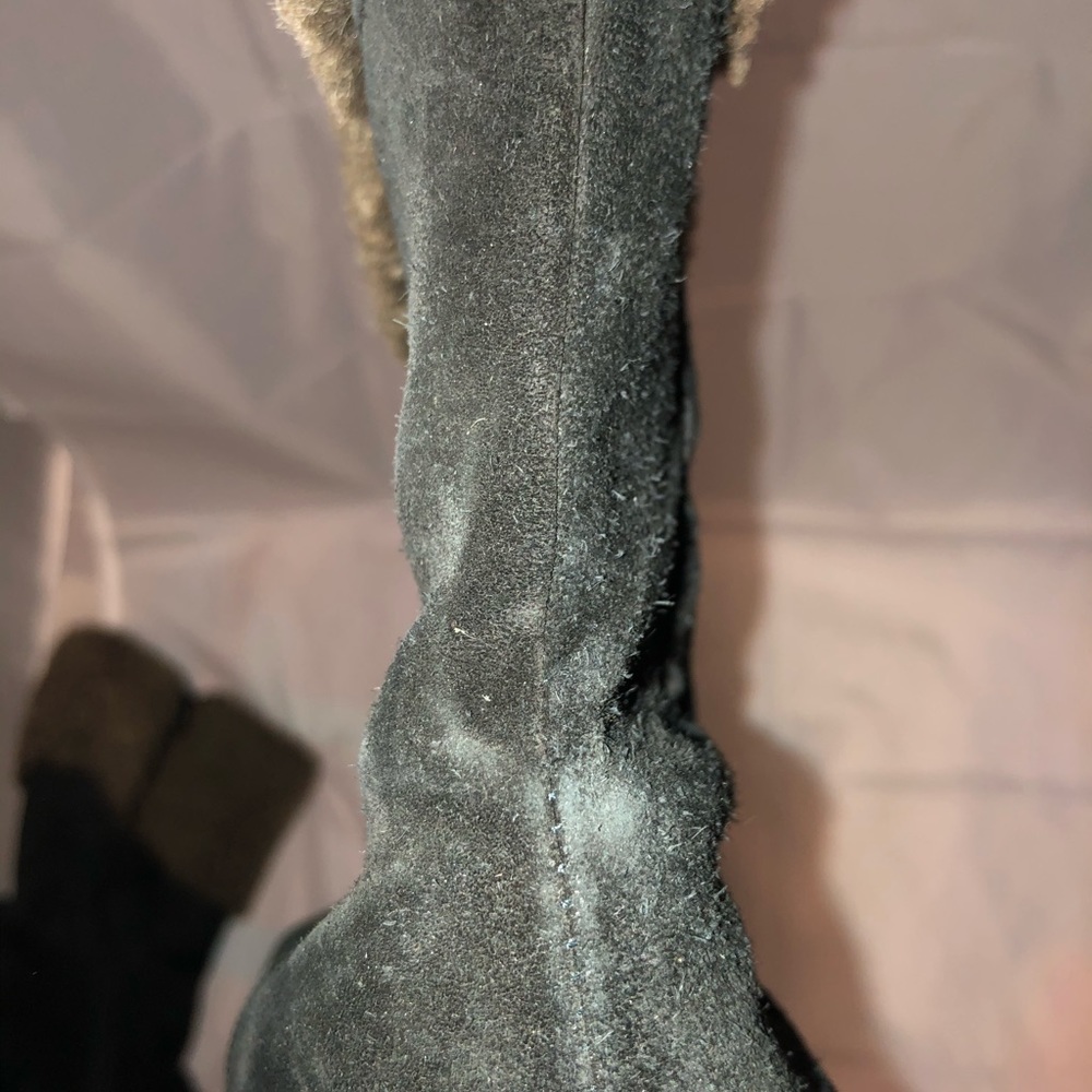 Stuart Weitzman Black Suede Shearling Lined Boots - image 4